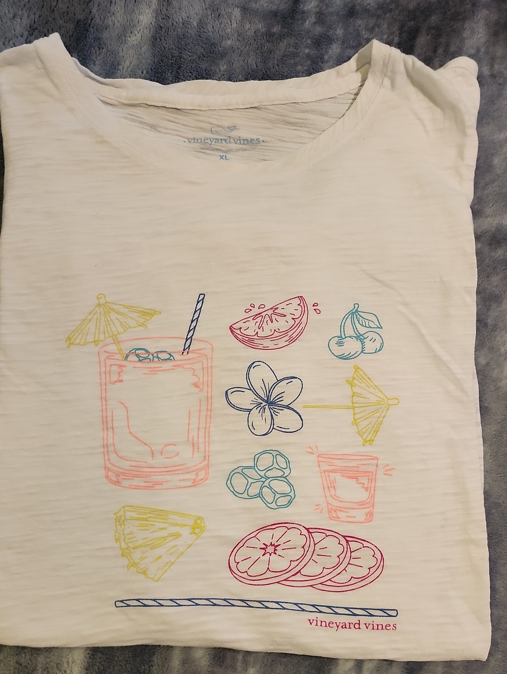 Vineyard Vines White Tropical Drink Graphic Tee